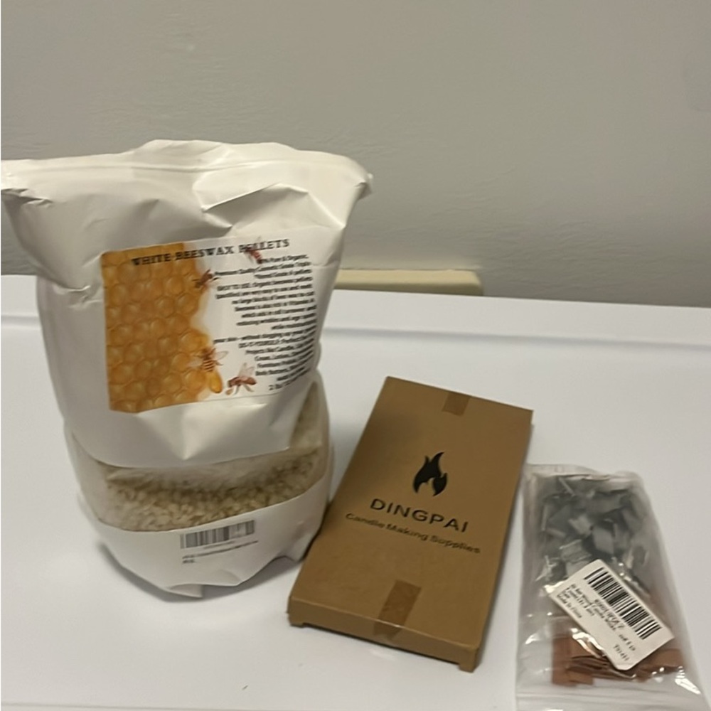 New candle making supplies with glass bottle cutter, beeswax and wicks